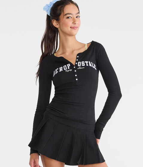 Long Sleeve Aeropostale Logo Graphic Henley Long Sleeve Aeropostale Logo Graphic Henley