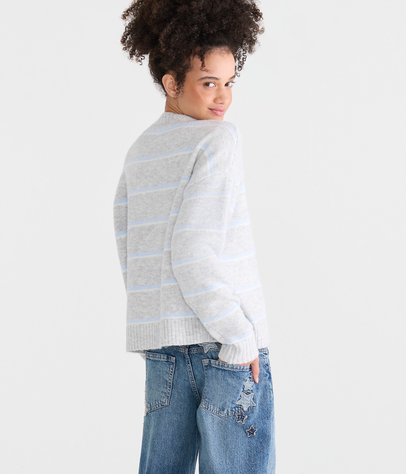 Striped Cozy Crew Sweater