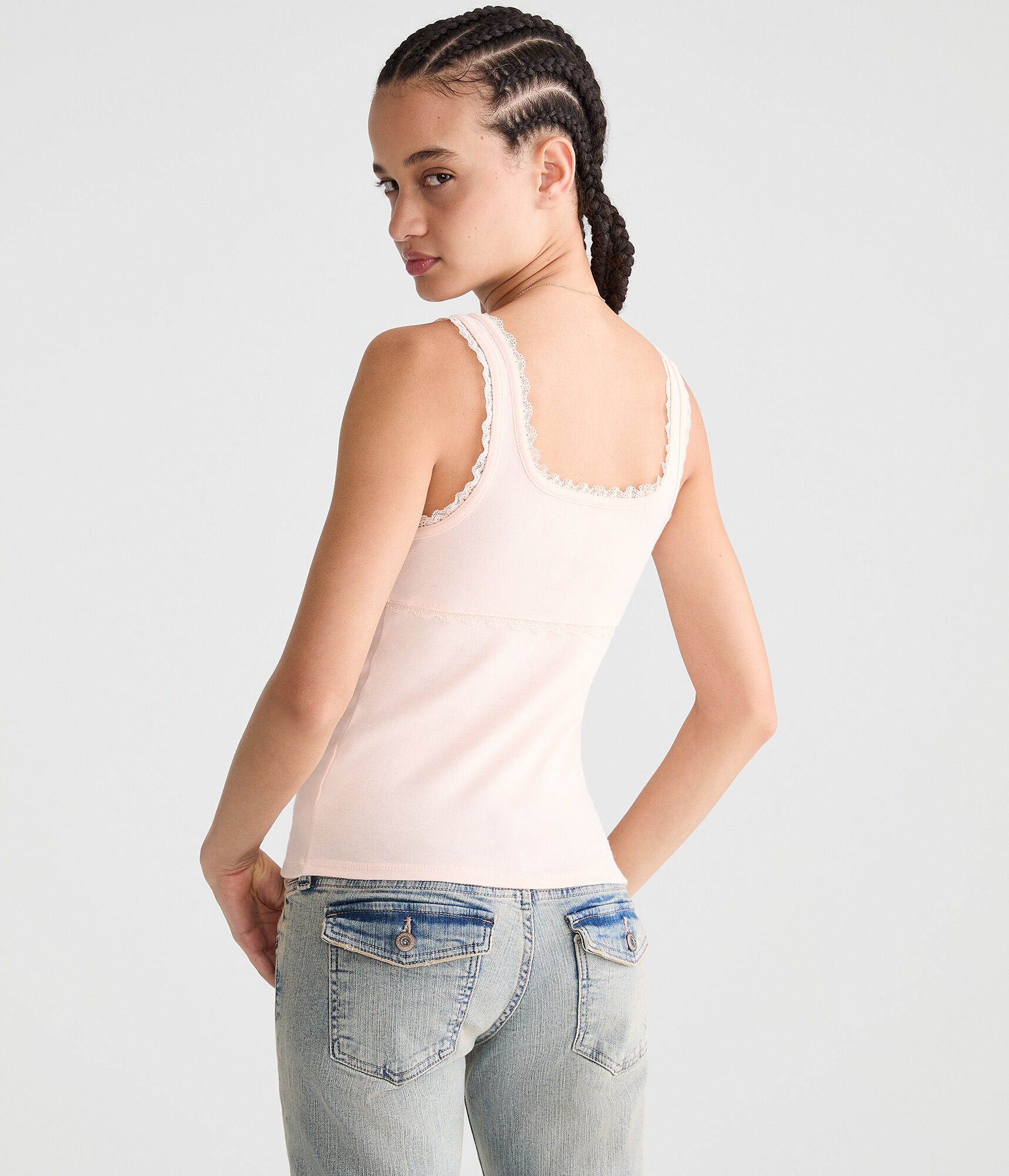 Seriously Soft Lace-Trim Buttoned Tank Top