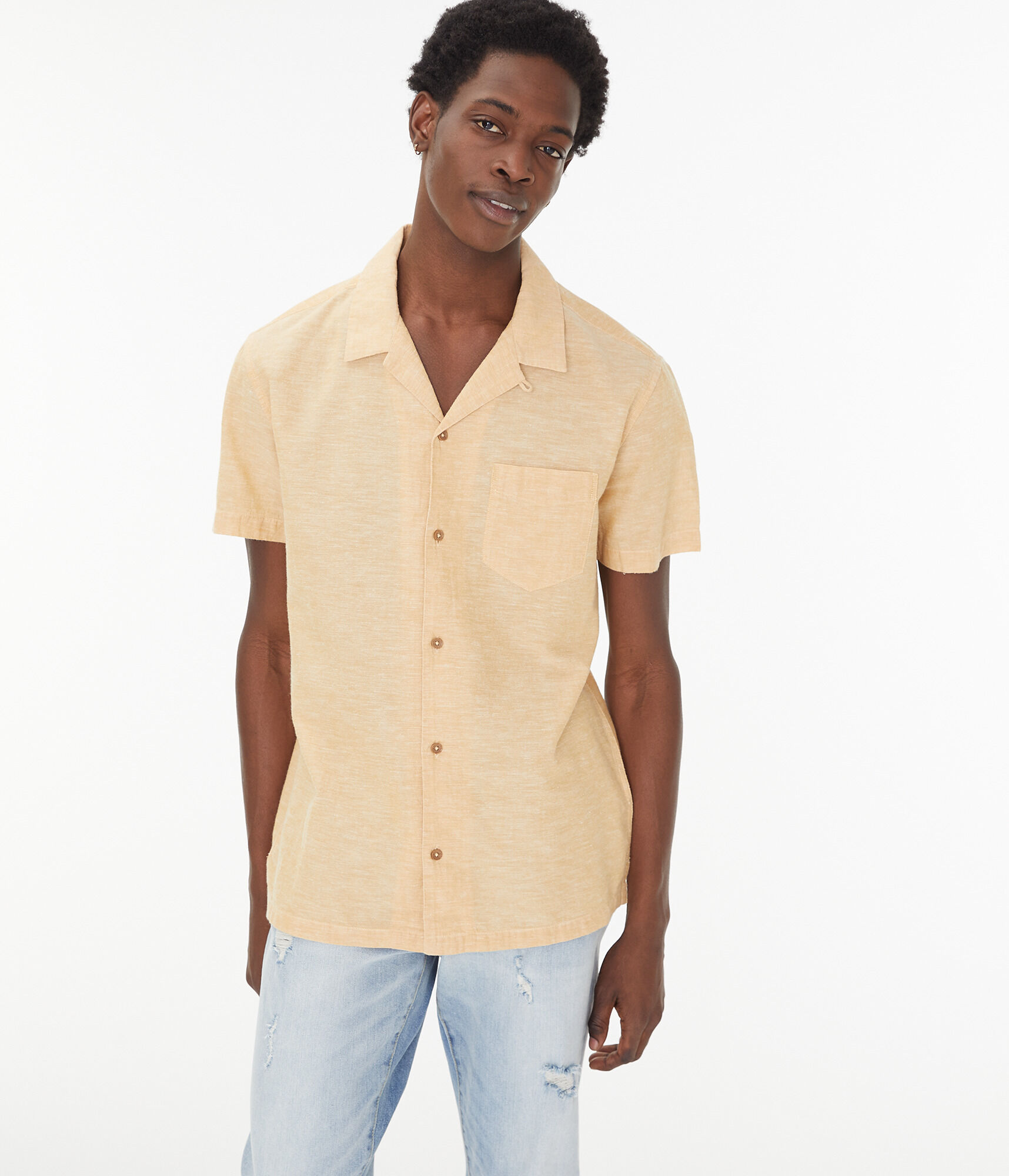 Solid Button-Down Resort Shirt
