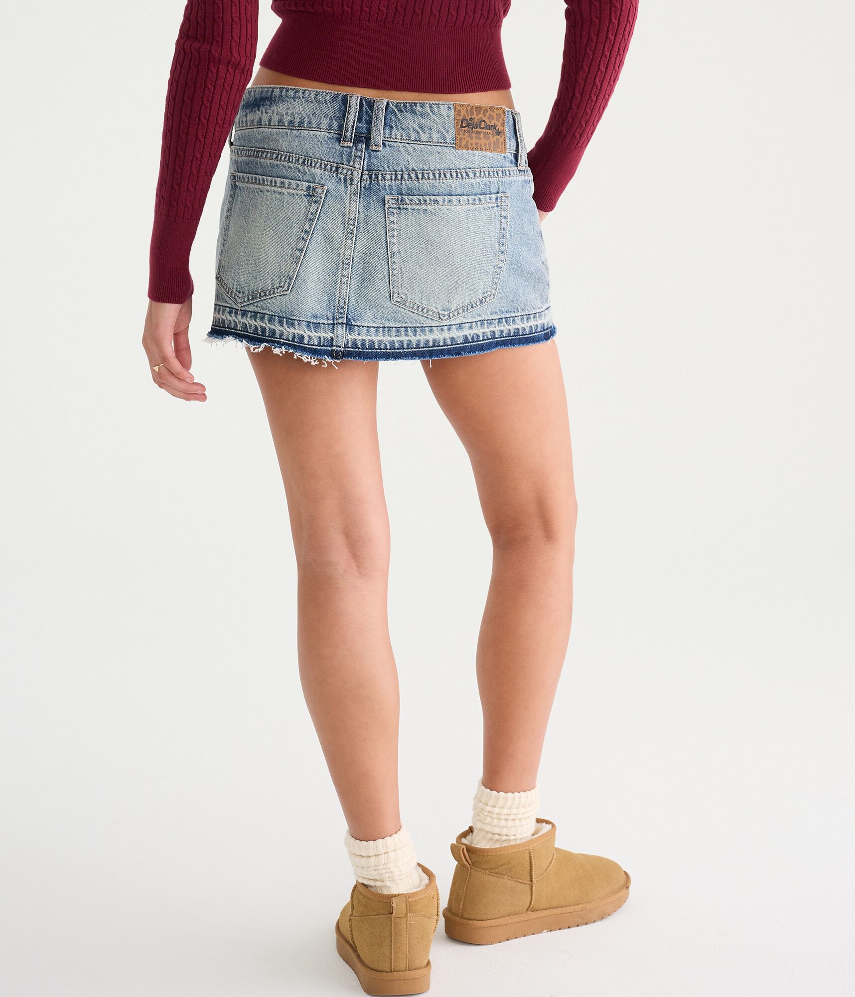 D&eacute;j&agrave; For Aero Bow Chain Low-Rise Micro Denim Skirt