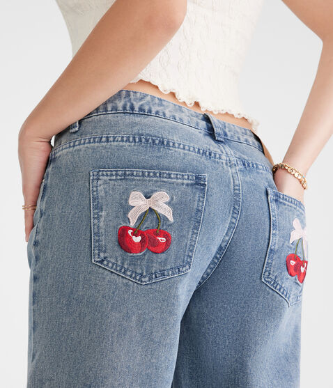 Low-Rise Baggy Wide Leg Cherry Pocket Jean Low-Rise Baggy Wide Leg Cherry Pocket Jean