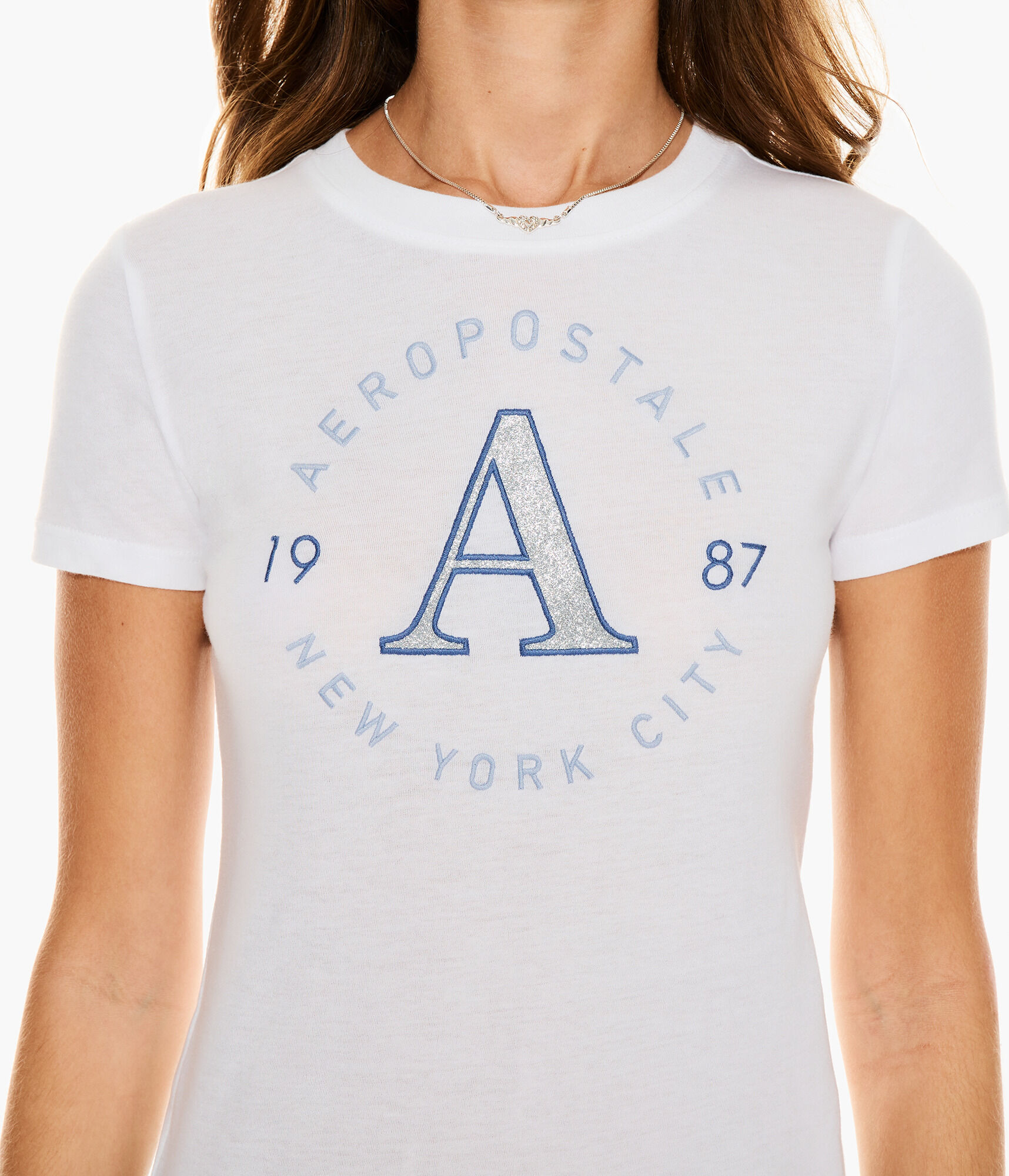 Aeropostale 1987 Circle Glitter Graphic Tee
