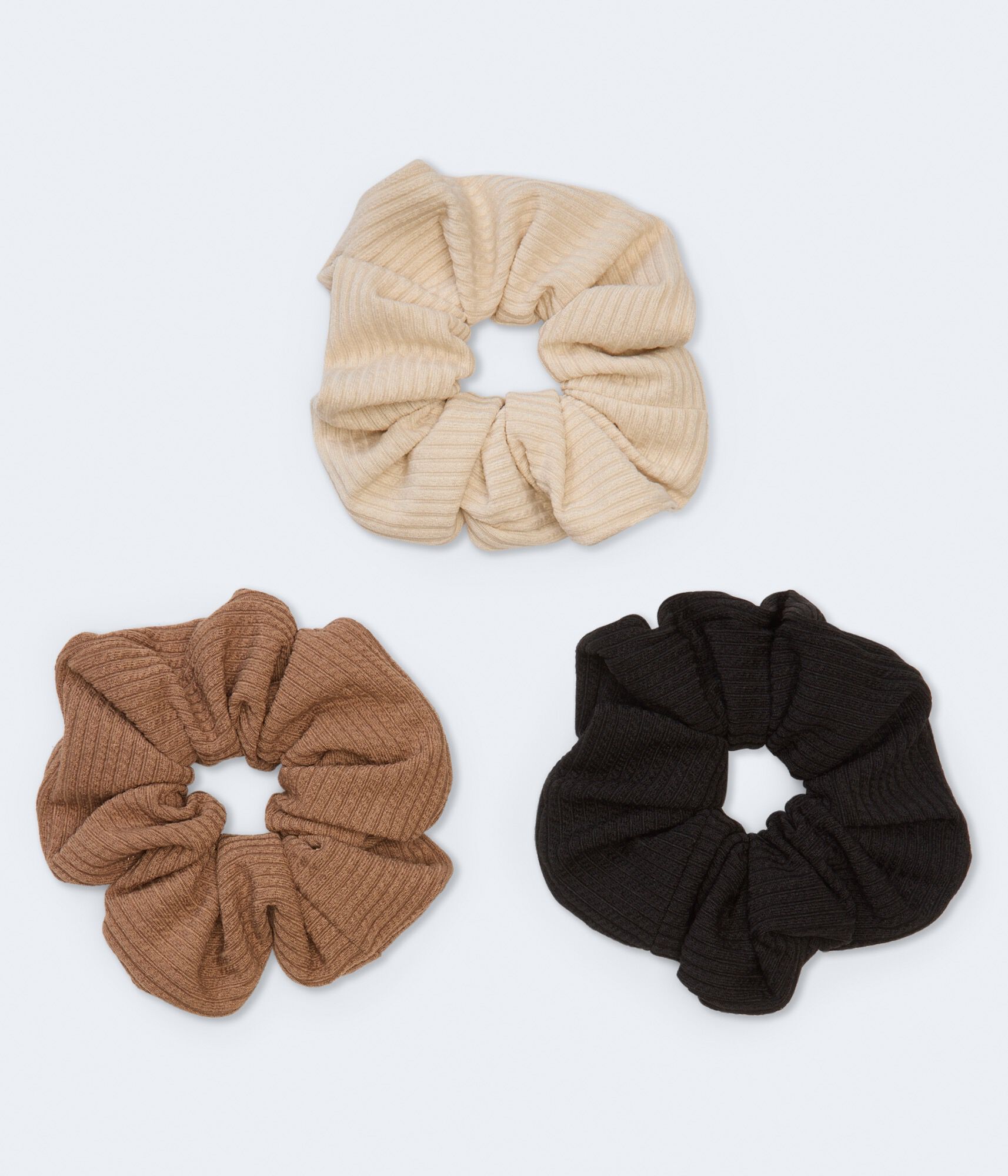 Neutral Ribbed Scrunchie 3-Pack