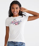 Aeropostale Embroidered Floral Graphic Tee