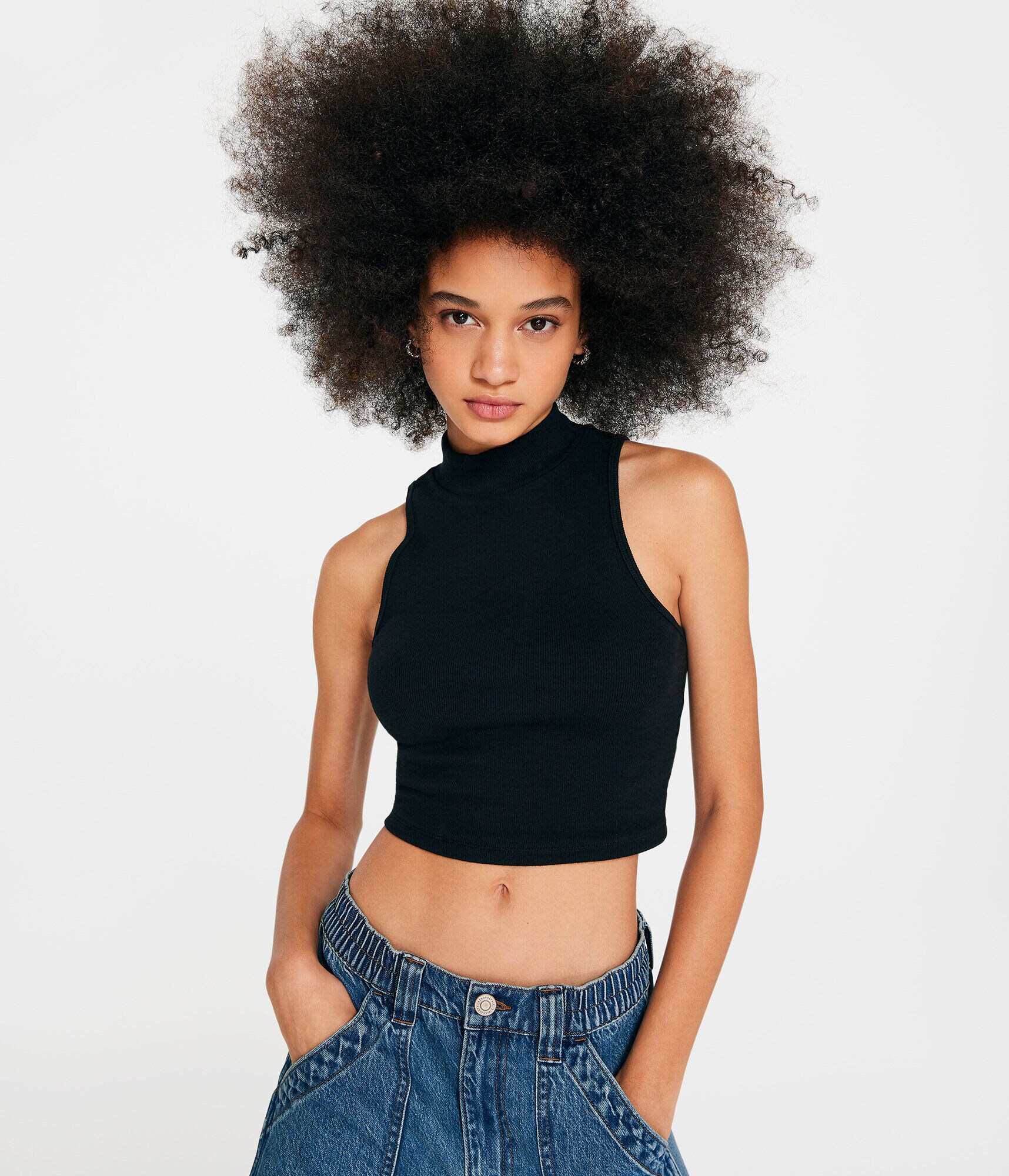 Mock-Neck Cropped Tank
