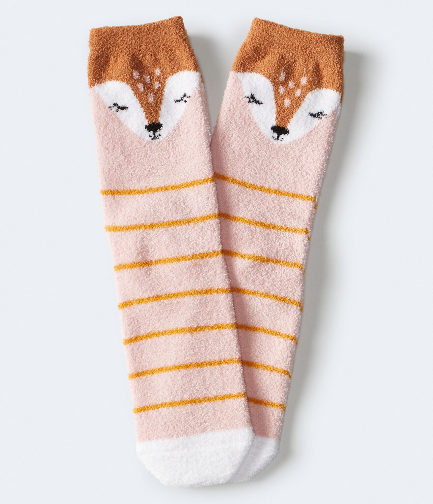 Deer Stripes Fuzzy Crew Socks