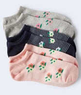 3-Pack Flower Stripe Ankle Socks