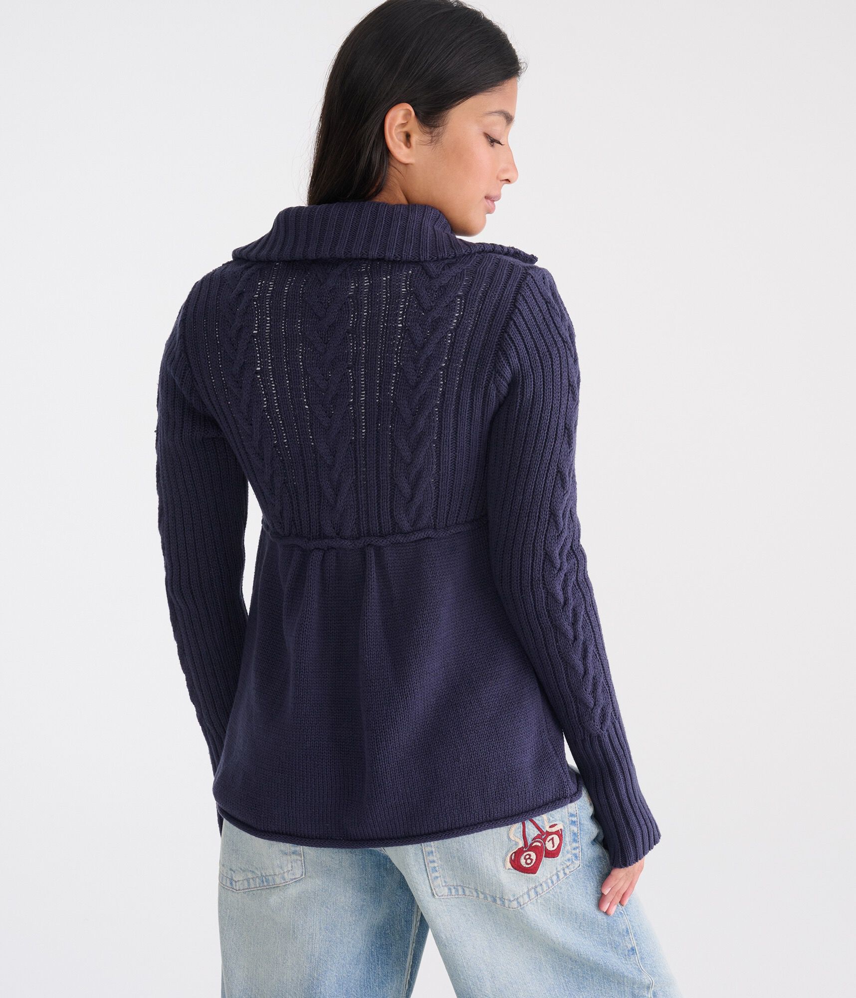 D&eacute;j&agrave; For Aero Cable Button-Front Mock-Neck Sweater