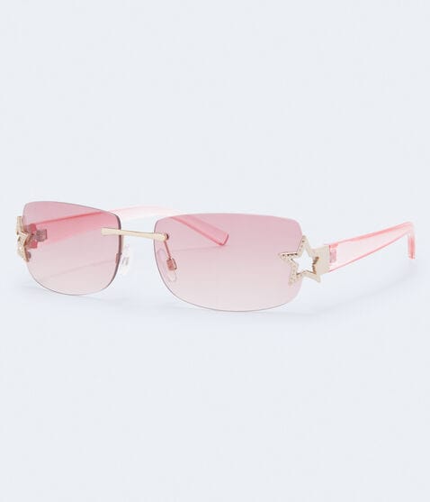 Rimless Rectangular Star Sunglasses Rimless Rectangular Star Sunglasses