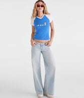 Italia Raglan V-Neck Graphic Baby Tee