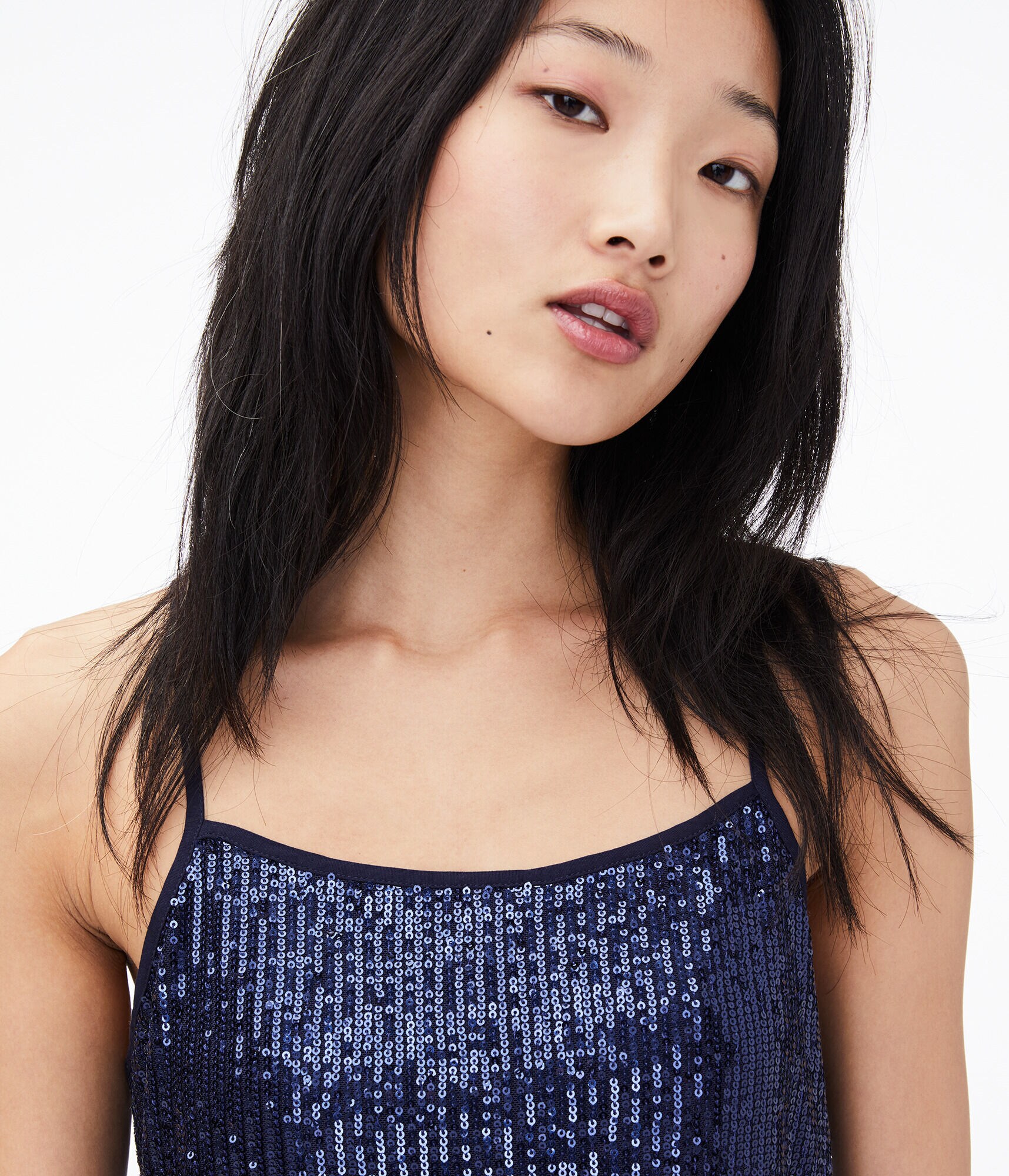 pink sequin slip dress