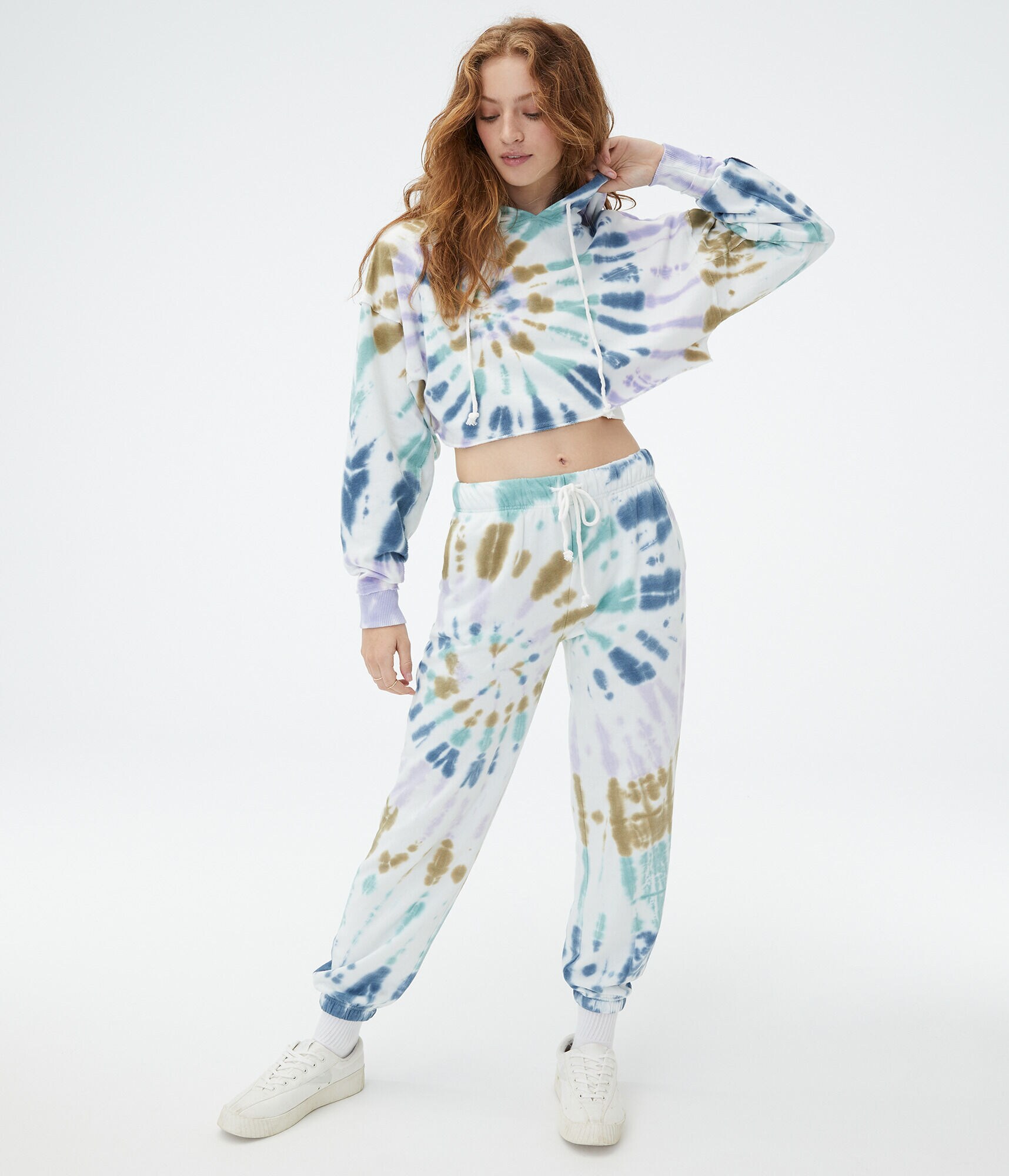Tie-Dye Slouchy High-Rise Cinched Sweatpants