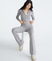 Solid Cropped Full-Zip Hooded Sweater