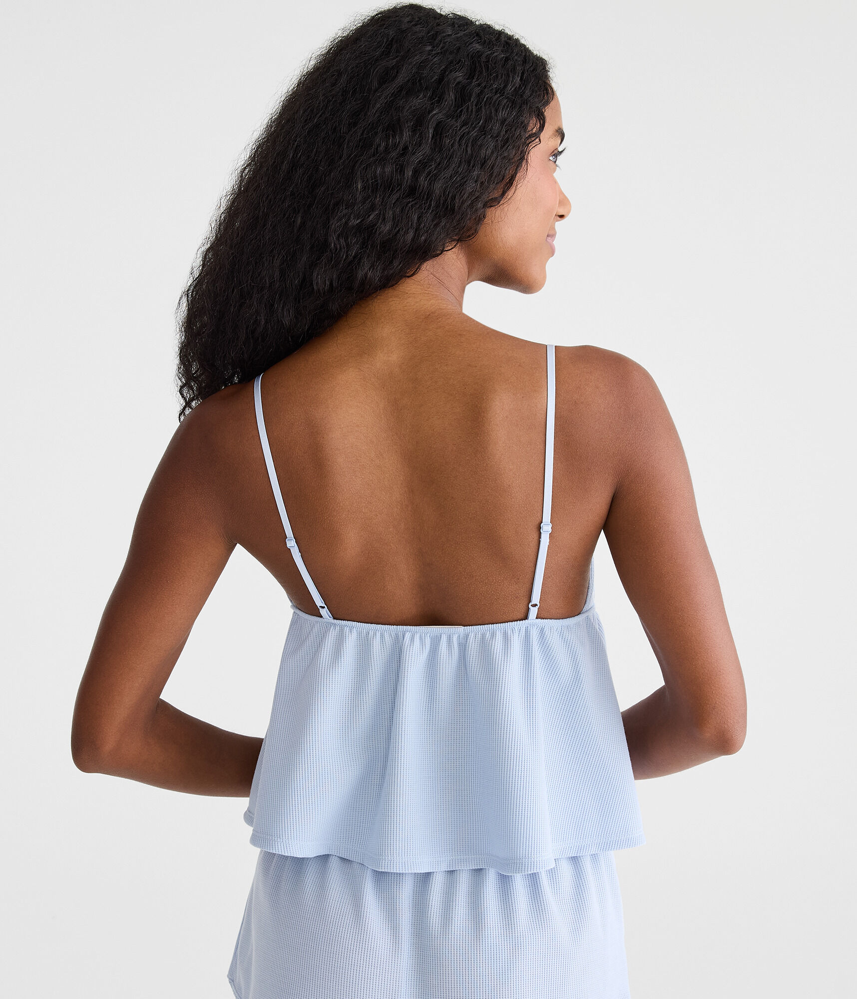 Embroidered Floral Babydoll Waffle Sleep Tank