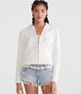 Solid Full-Zip Hooded Sweater