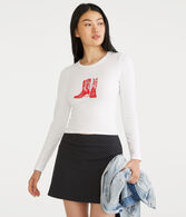 Long Sleeve Cowboy Boots Graphic Baby Tee