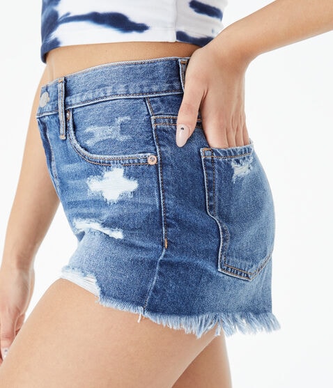 High-Rise Denim Shorty Shorts