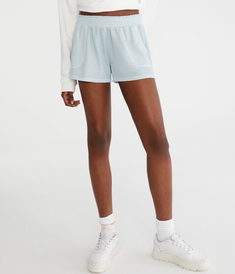 Washed Mid-Rise Waffle Shorts Washed Mid-Rise Waffle Shorts
