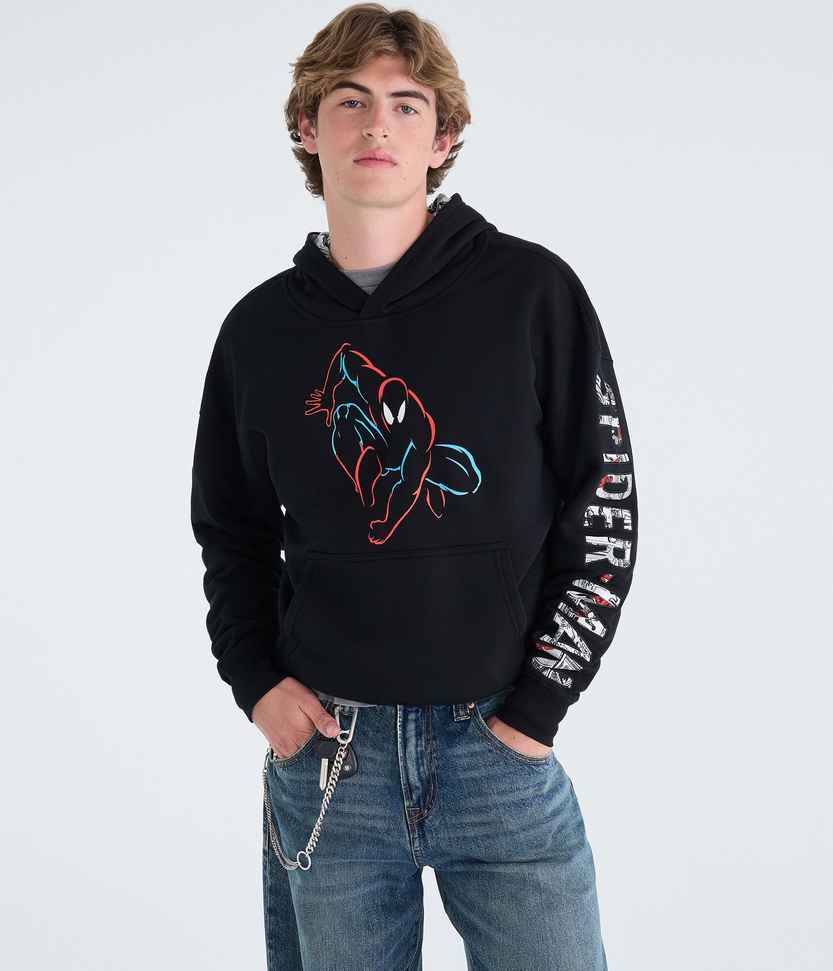 Marvel | A&eacute;ropostale Spider-Man Silhouette Boxy Pullover Hoodie
