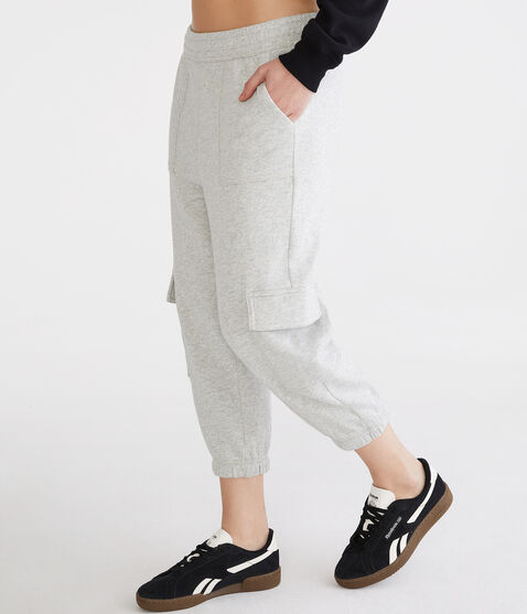 Heathered Cropped Cargo Sweatpants Heathered Cropped Cargo Sweatpants