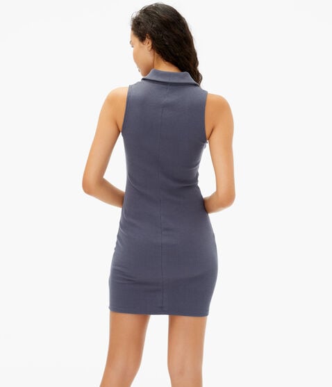Solid V-Neck Sleeveless Polo Dress