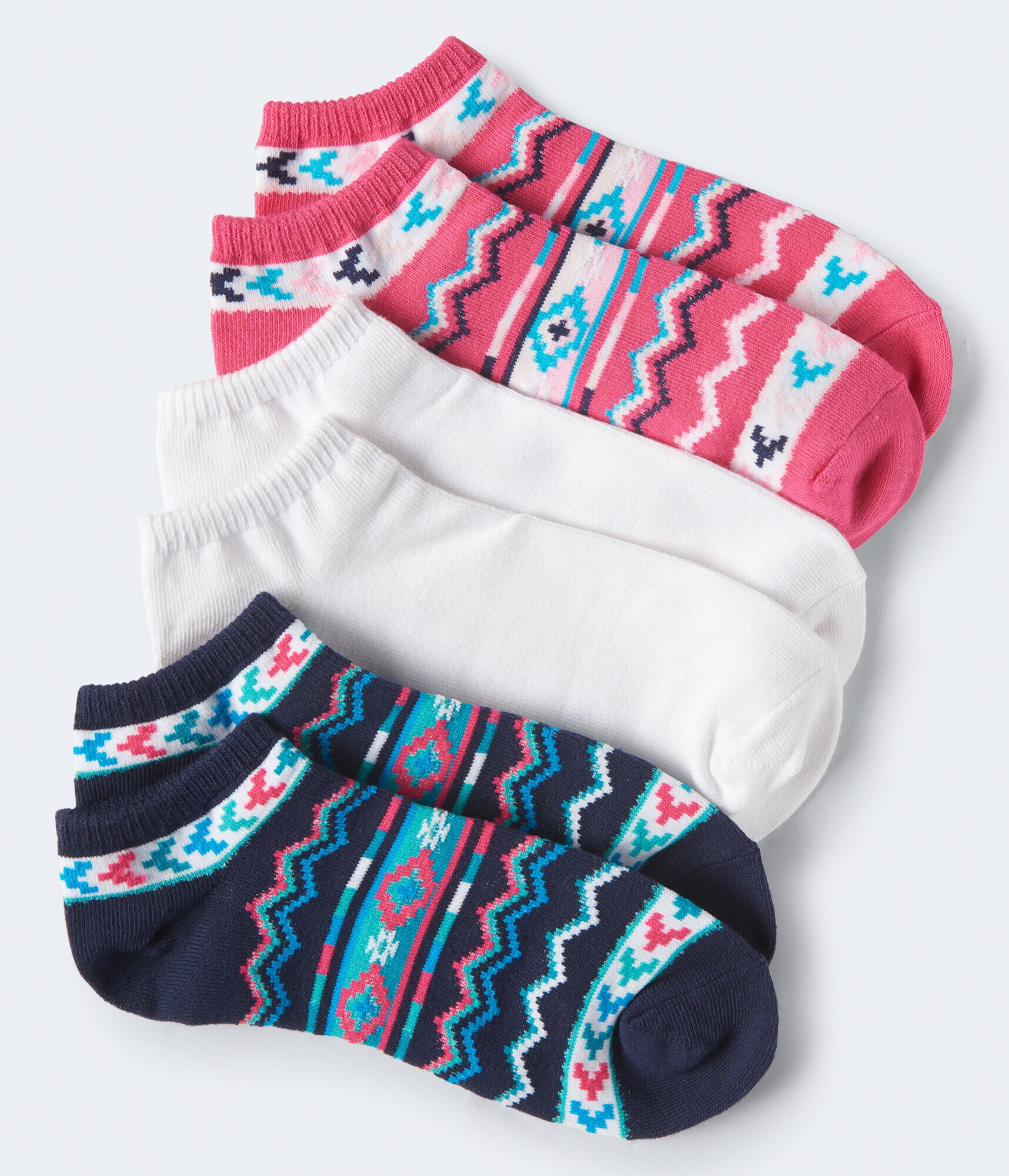 3-Pack Aztec &amp; Solid Ankle Socks