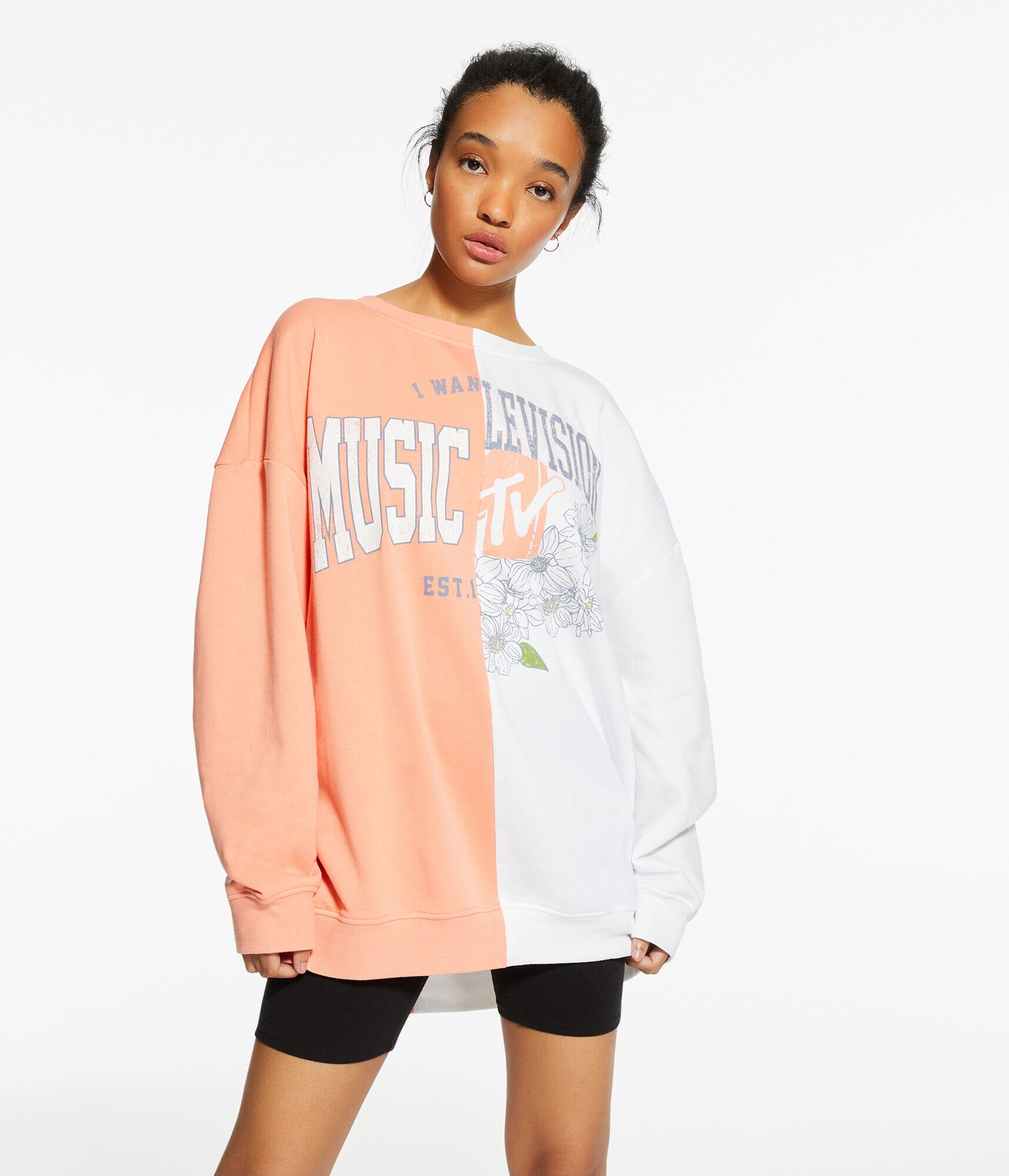 MTV Spliced Oversized Crew Sweatshirt
