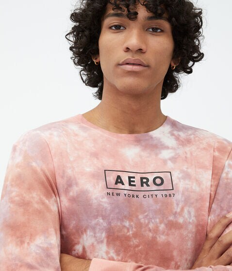 Long Sleeve Aero Box Logo Tie-Dye Graphic Tee Long Sleeve Aero Box Logo Tie-Dye Graphic Tee