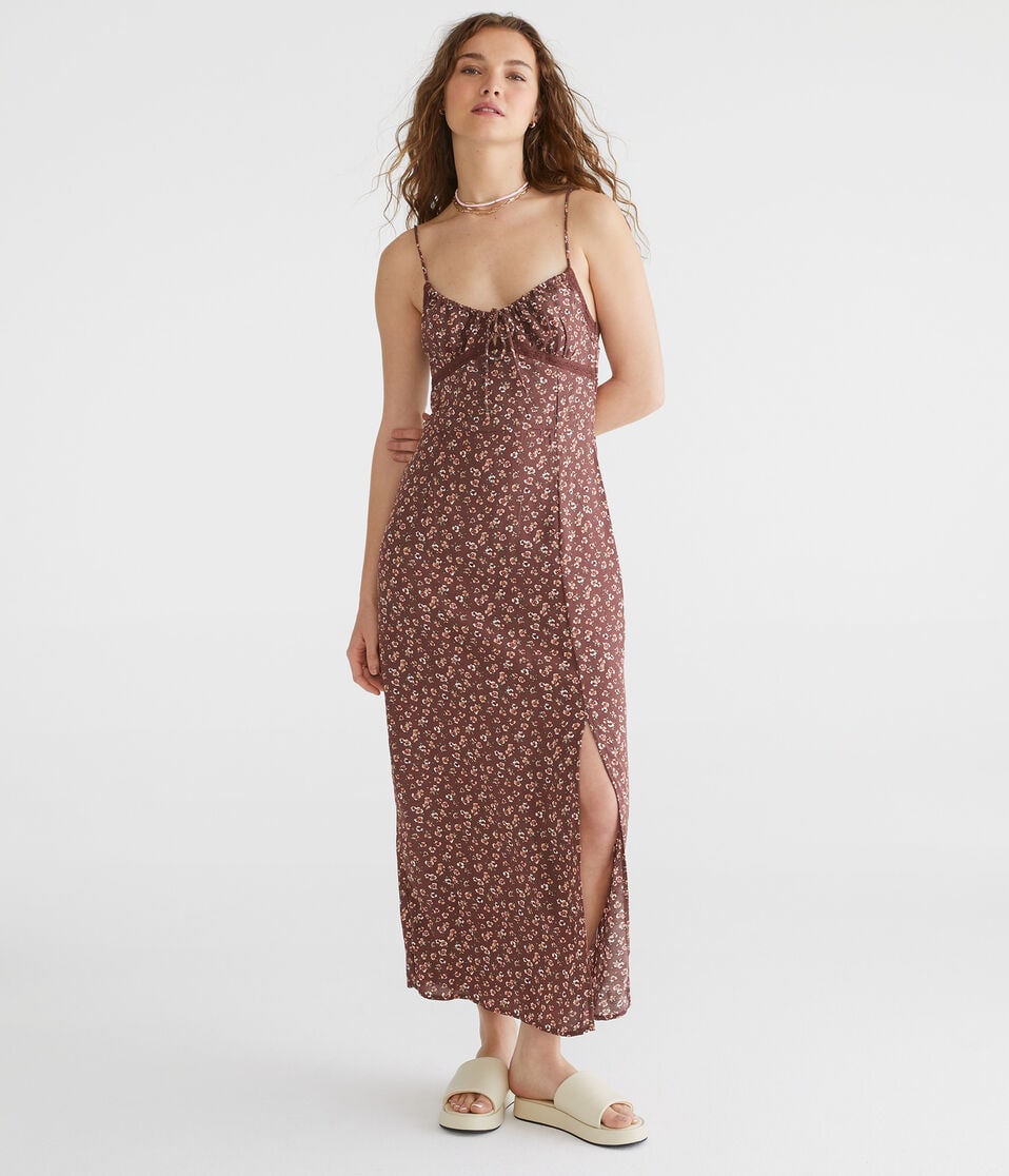 Floral V-Neck Lace-Trim Midi Dress - Main Image