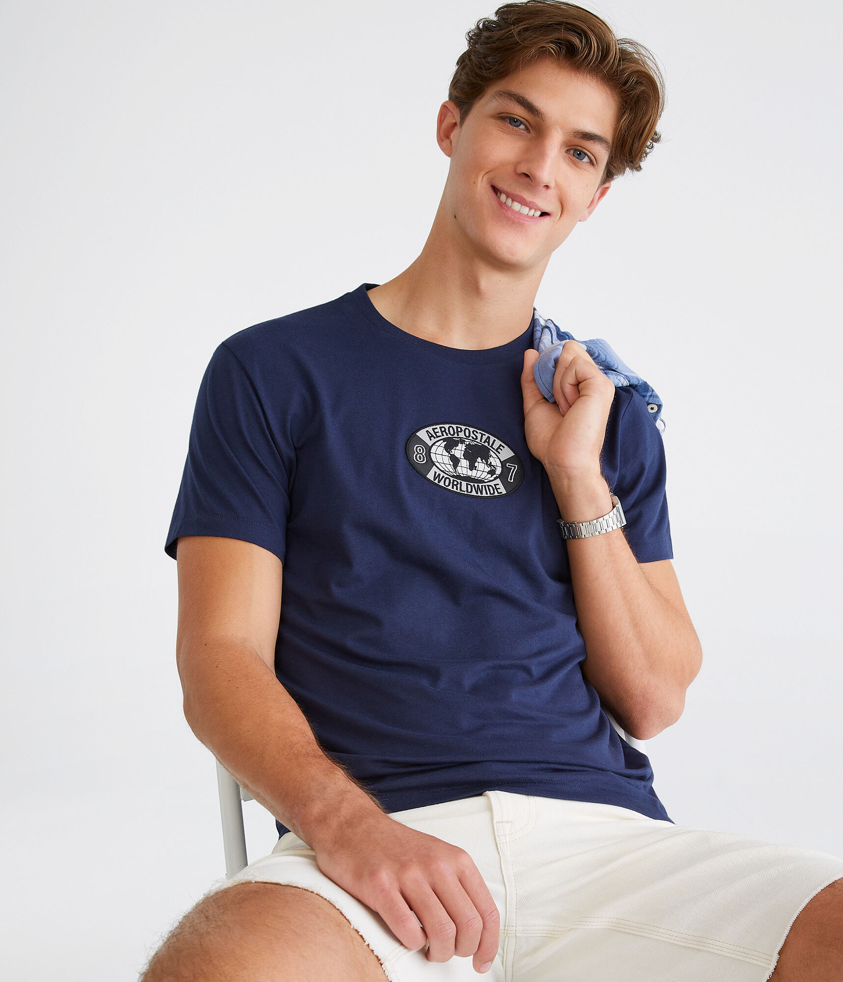 Aeropostale Worldwide Globe Appliqu&eacute; Graphic Tee