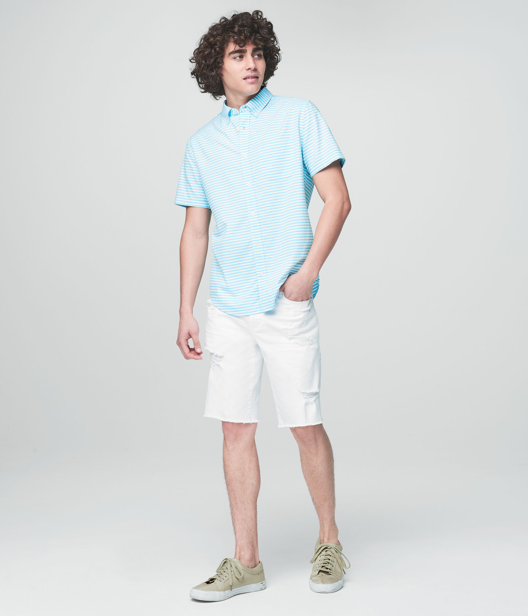 Prince &amp; Fox Horizontal Stripe Button Down