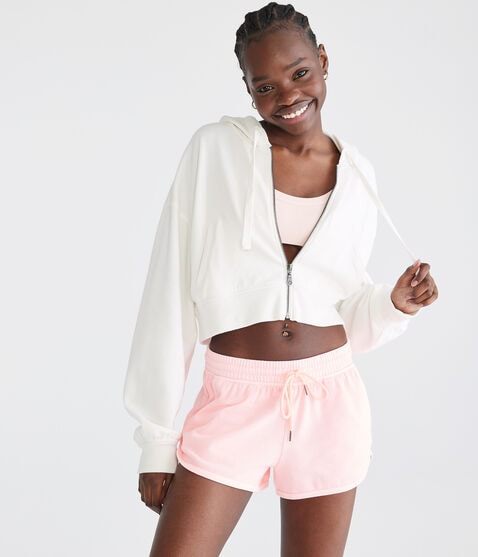 Oversized Cropped Full-Zip Hoodie