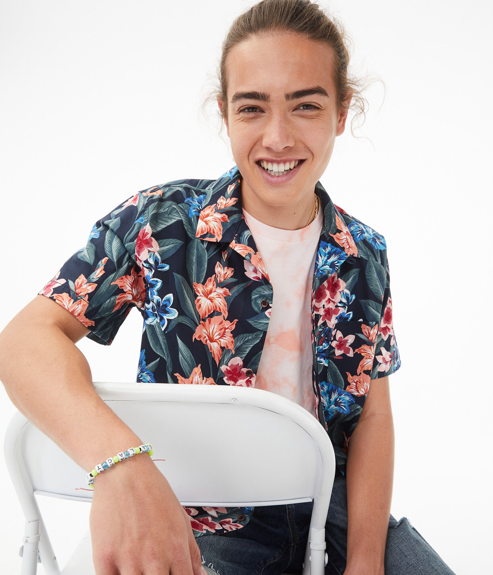 Rainforest Floral Button-Down Resort Shirt