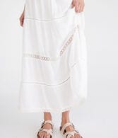 Crinkle Lace-Trim Maxi Skirt