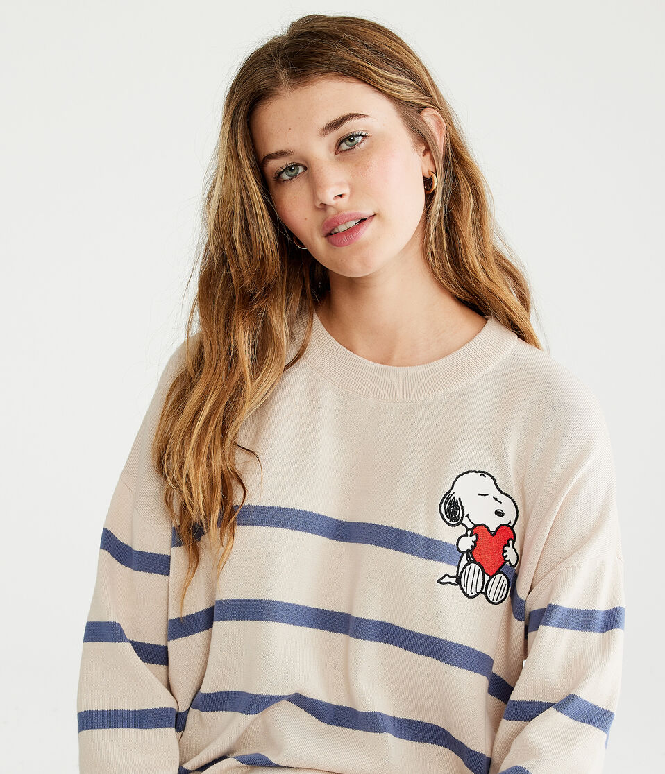 Peanuts® | Aéropostale Snoopy Love Striped Crew Sweater
