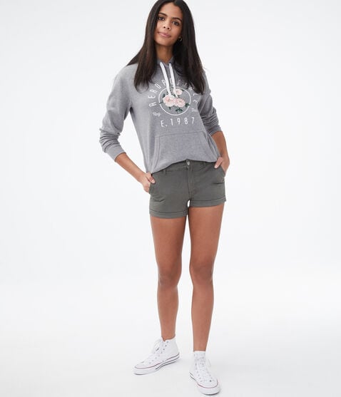 High-Rise Twill Midi Shorts