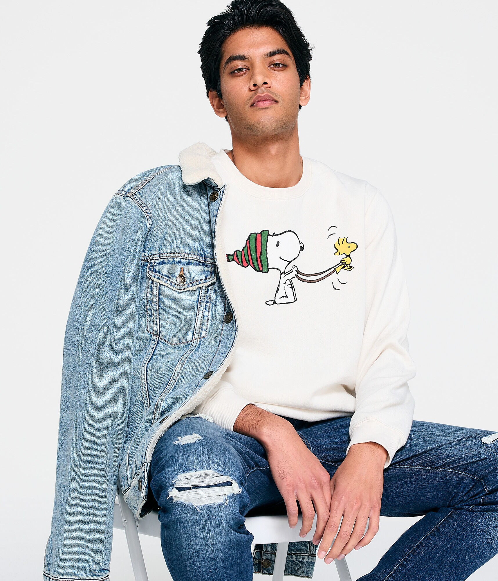 Snoopy Sledding Crew Sweatshirt