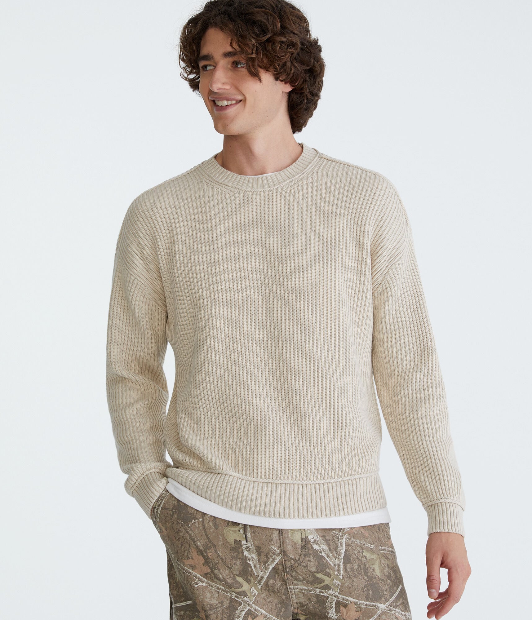 Solid Ribbed Crew Sweater