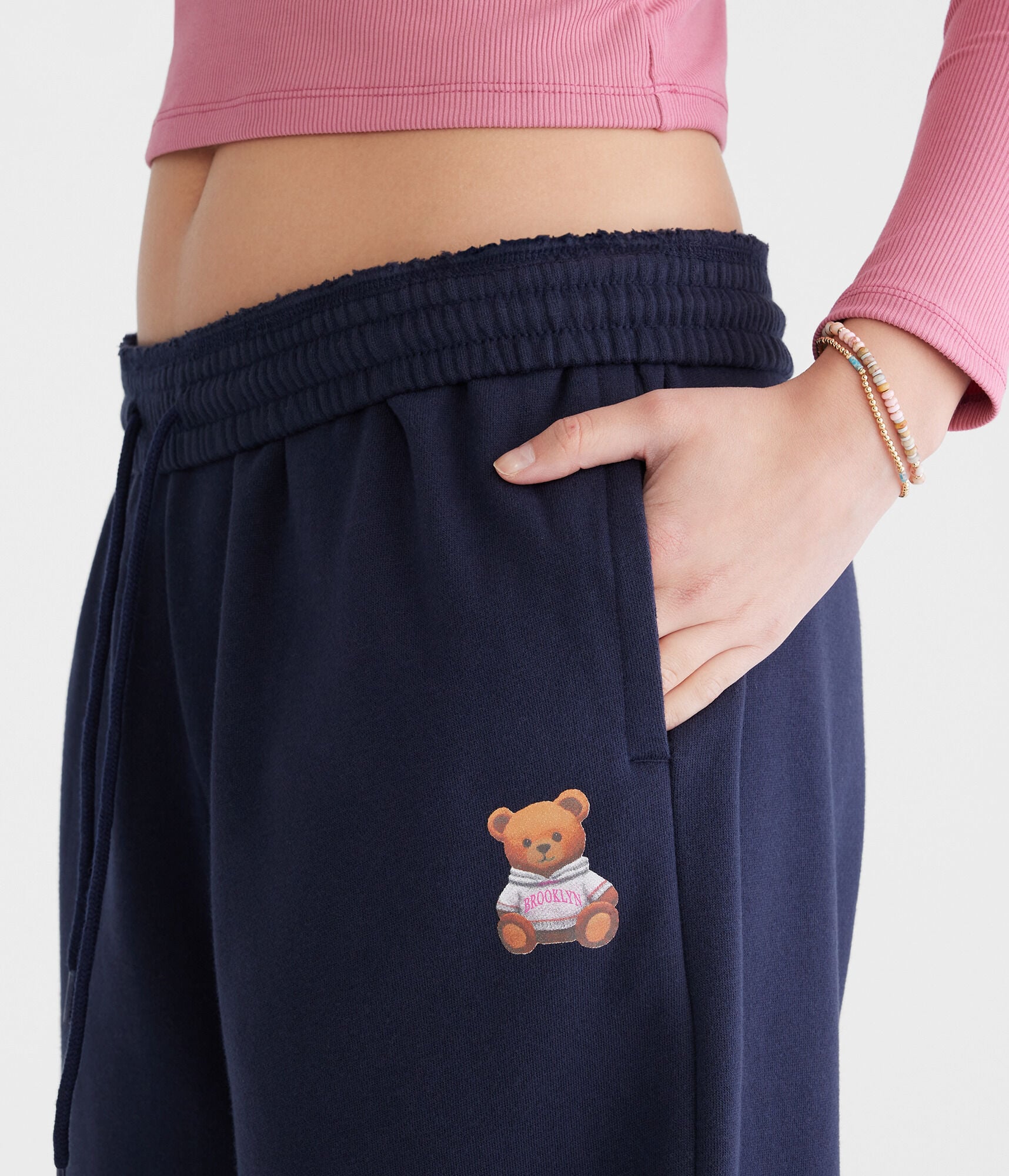 Teddy Bear Mid-Rise Wide Leg Sweatpants