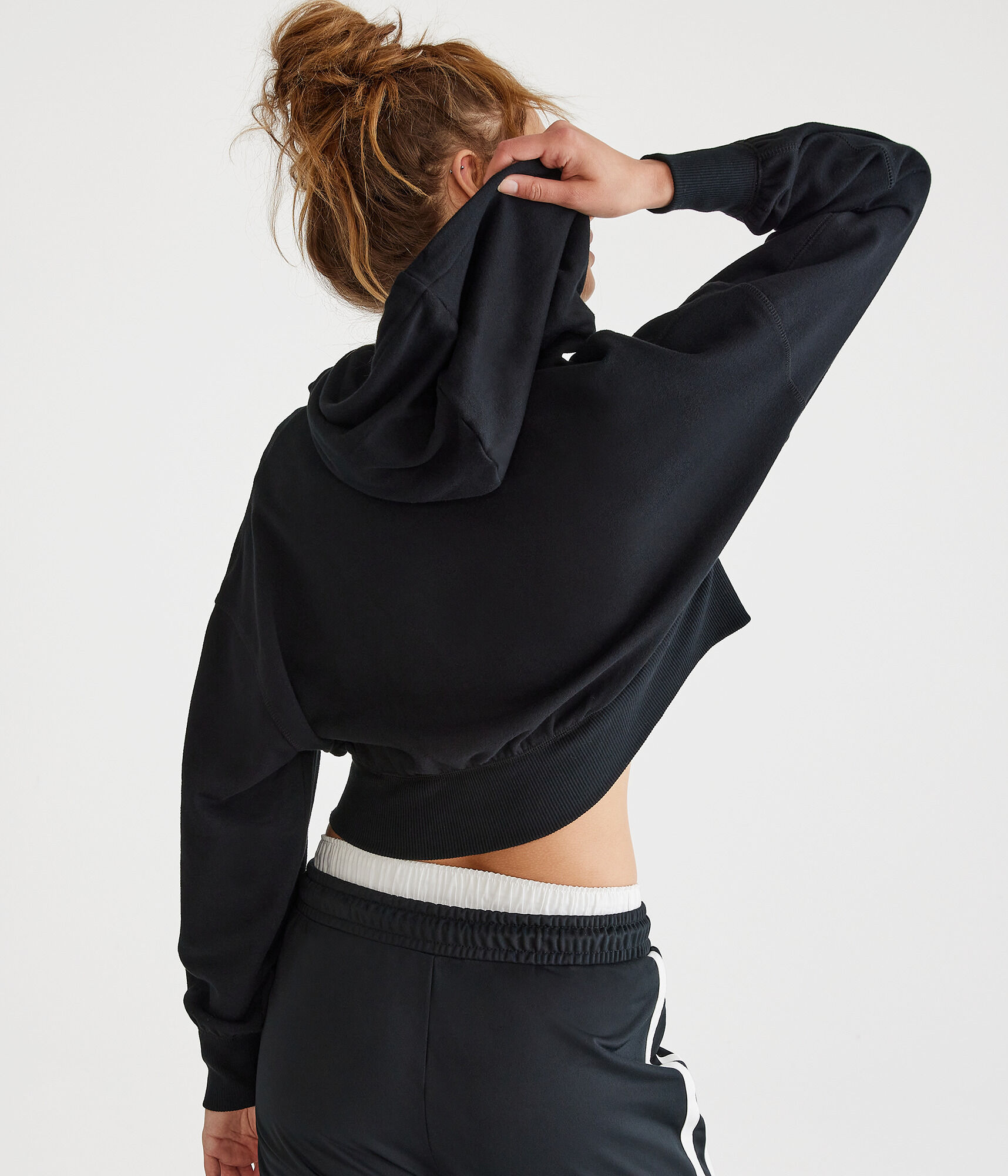 Oversized Cropped Full-Zip Hoodie