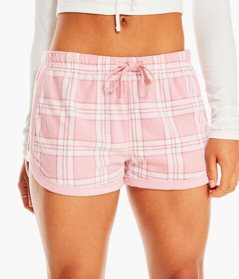 Plaid Polyfleece Sleep Shorts