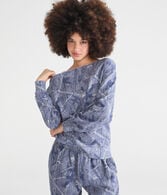 Cloud Soft Forest Camo Off-The-Shoulder Sweatshirt