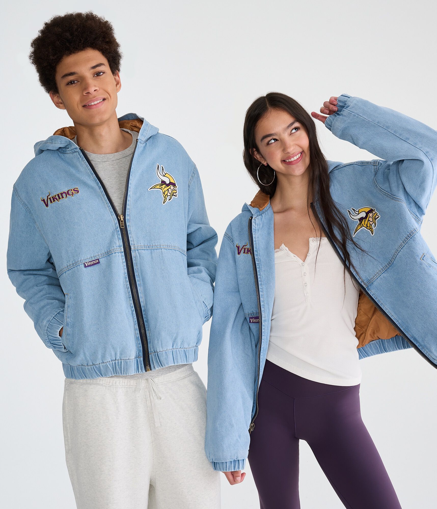Minnesota Vikings Full-Zip Hooded Denim Jacket