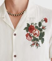 Floral Embroidered Camp Shirt