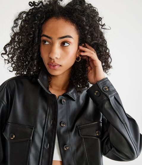 Faux Leather Shacket