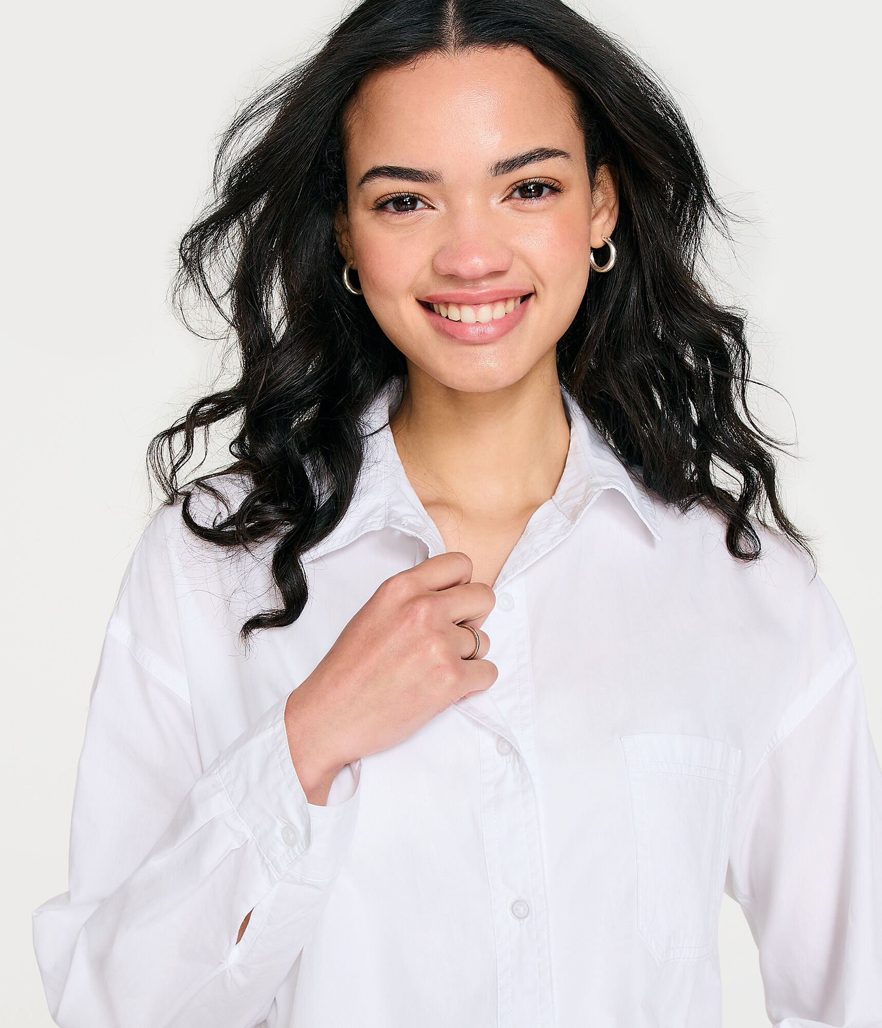 Long Sleeve Oversized Poplin Button-Down Shirt