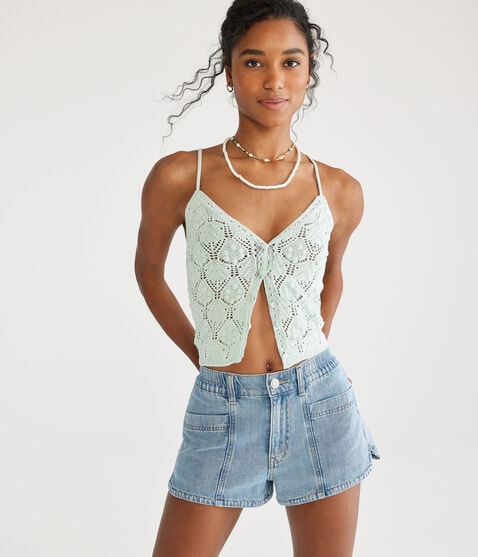 High-Rise Denim Shorty Shorts High-Rise Denim Shorty Shorts