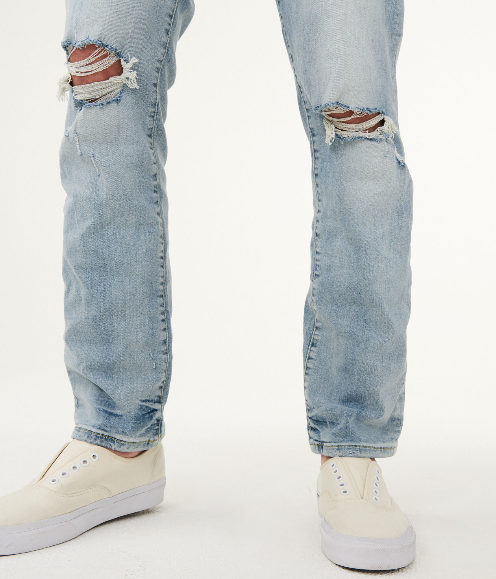 Slim Straight Bleach Wash Destroyed Stretch Jean