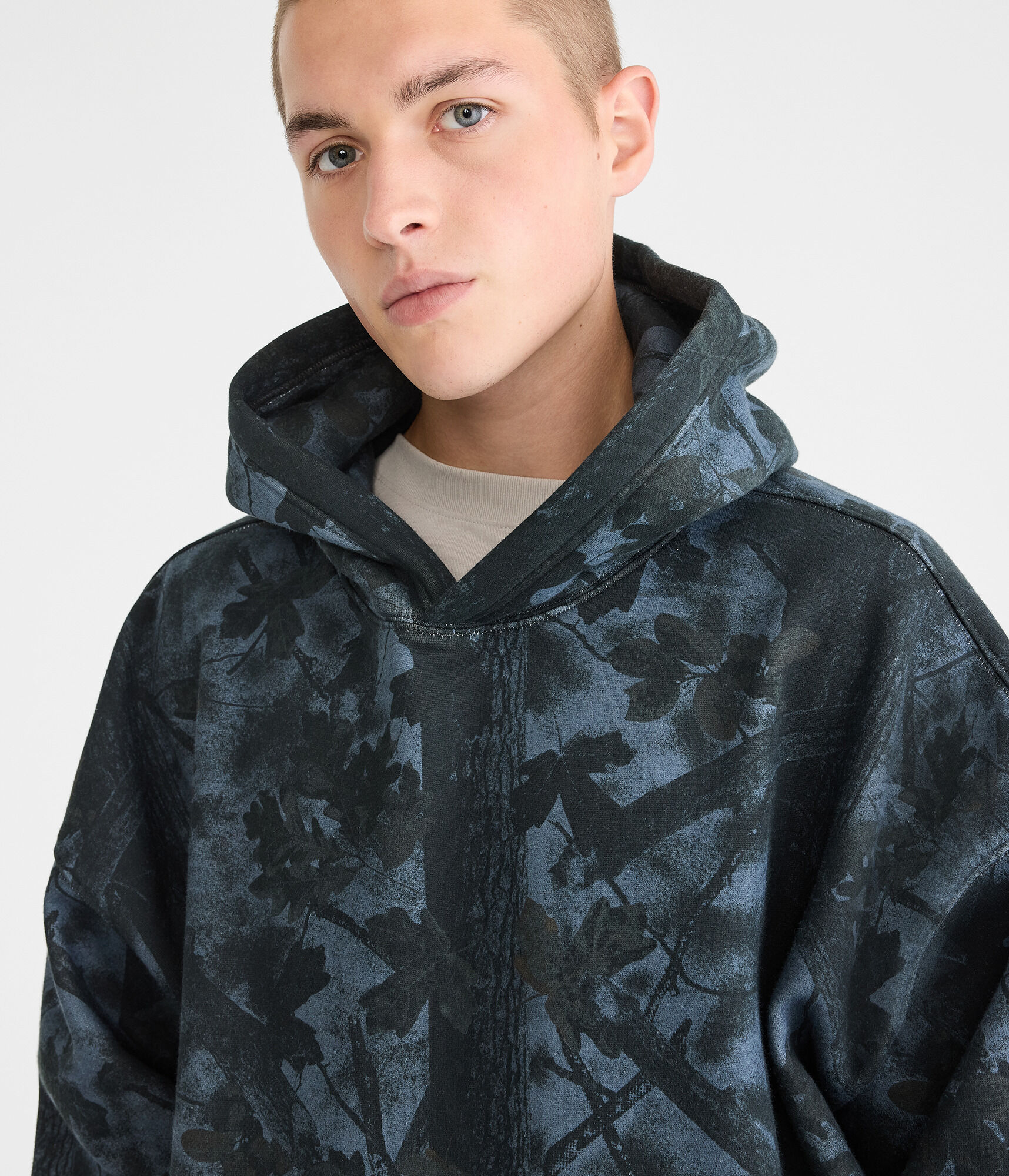 Cloud Soft Forest Camo Boxy Pullover Hoodie